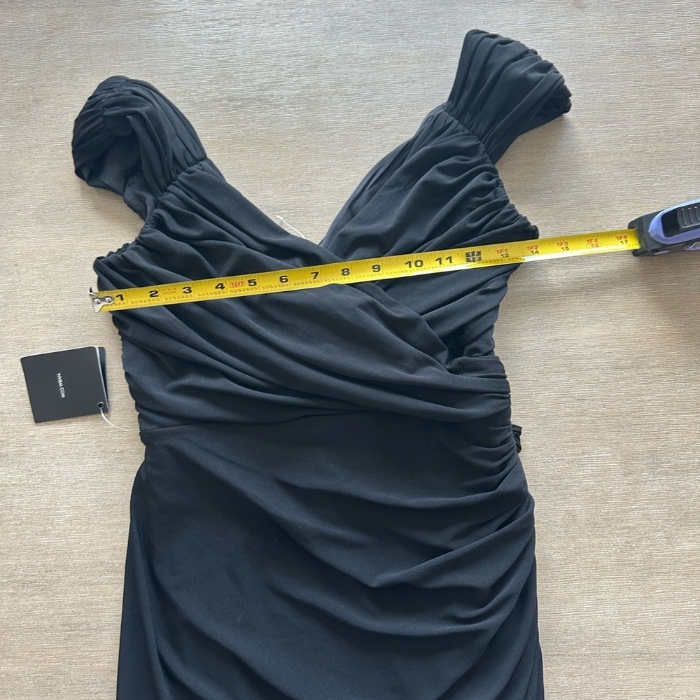 White House Black Market Black Ruched Mini Dress - Picture 3 of 6
